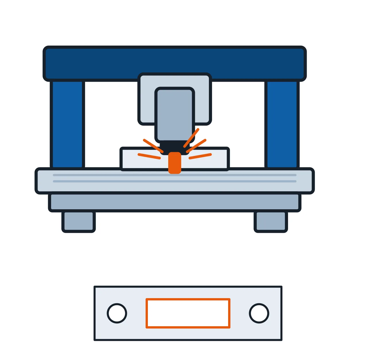 A desktop CNC router cutting an aluminium part, with cutters and a spindle alongside